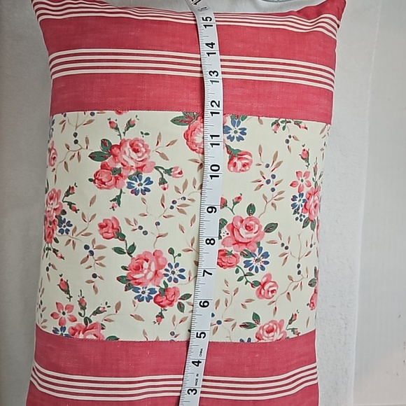 Country Cottagecore Floral Stripes Accent Pillow Down Blend Insert - Picture 8 of 9